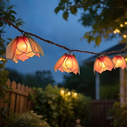 TWINKVILLA Decorative String Lights Plug in with 10 Bulbs, Flower Garland Fairy Lights Connectable Weatherproof Outdoor Indoor for Wedding Garden Pergola Bedroom Porch Floral Home Decor (Multicolor) - color: Multicolor