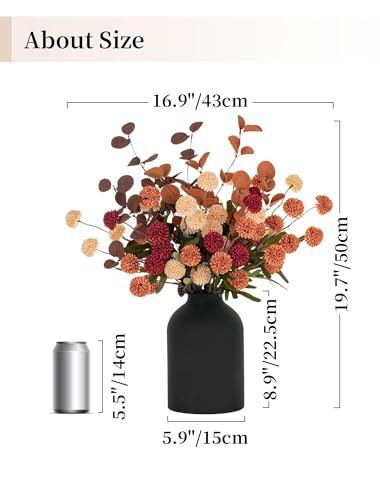 BLOSMON Faux Flowers Table Centerpiece for Dining Room, Fall Flower in Vase - color: Burnt Orange
