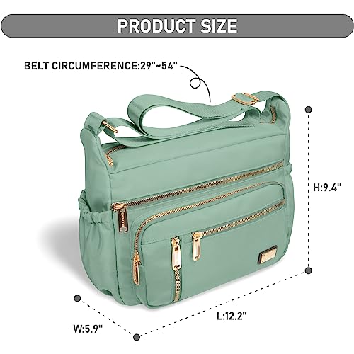 NPBAG Crossbody Bag for Women, Shoulder Purse Handbag Messenger Bag, Trendy Pocketbooks, Waterproof and Multi-Pockets - color: Light Green