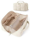 BAGSMART Full-View Makeup Bag, Water-Resistant Travel Toiletry Organizer - color: Light Beige