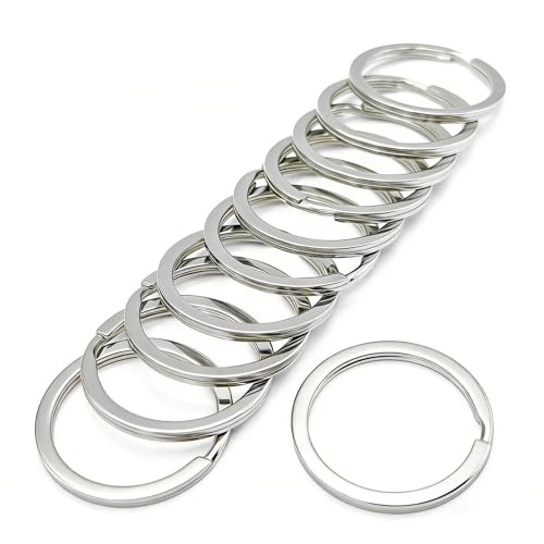 11 Pcs Stainless Steel Keyrings,Heavy Duty Round Split Key Chain Rings,30 mm/1.2 inch Flat Keyring