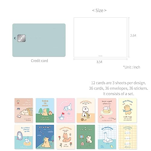 Monolike Day-by-day Card, Story town afternoon Ver.1 - Mix 36 Mini Single cards, 36 envelopes, 36 stickers Package - color: Story town afternoon Ver.1