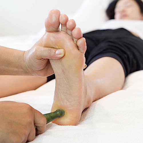 gemshan Jade Gua Sha Pen - Handmade Deep Tissue Massage Tool, Scraping Therapy, Facial & Body Relaxation - color: Green Jade