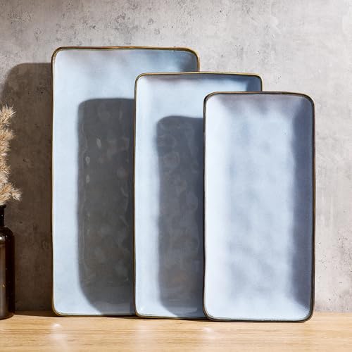 Famiware Serving Platters Set of 3 Sizes - Rectangular, Blue - color: Blue