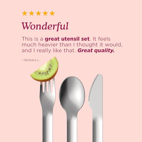 Zoku Pocket Utensil Set Stainless Steel Fork, Knife, and Spoon in Case Blue - color: Blue