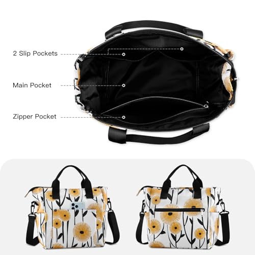 Crossbody Shoulder Bag for Women - Water Resistant Casual Handbag Purse with Multiple Pockets, Adjustable Strap - color: Dandelion