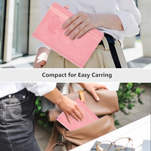 Lined Notebook 5.9"x8.5", Hardcover Leather Journal for Women Men,160 Pages - color: Pink, size: Lined Page