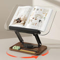 BYMECOST Acrylic Book Stand for Reading, 360°Rotating Book Holder, Black - color: Dark Walnut, size: 13.4"