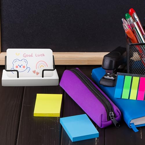 Amyhill 2 Pieces Wood Business Card Holder for Desk,White, Black - color: White, Black