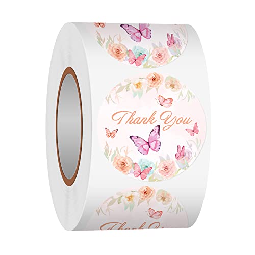Heyfibro 500 PCS 1.5 Inch Thank You Stickers for Small Business, Baking, Gifts, Envelopes, Weddings (Butterfly) - style: Butterfly