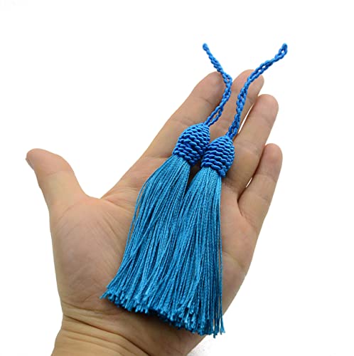 20pcs 6 Inch Silky Tassels with Chinese Knot for DIY Crafts(Lake Blue) - color: Lake Blue