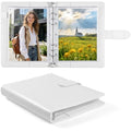 A5 PU Leather Photo Album with 60 Pockets, 5x7 Top Loading Double-Sided Sleeves, Adjustable 6 Ring Binder for Photos, Scrapbook & Keepsakes, White - color: White