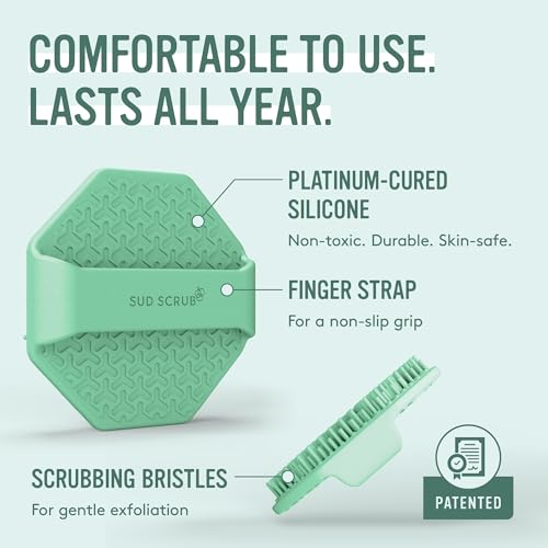 Sud Scrub® Antimicrobial Silicone Face Scrubber, 1 Pack, Gentle Face Exfoliator for Sensitive Skin, Eco Friendly Facial Cleansing Brush, Exfoliating Face Brush for Men and Women (Mint) - color: Mint