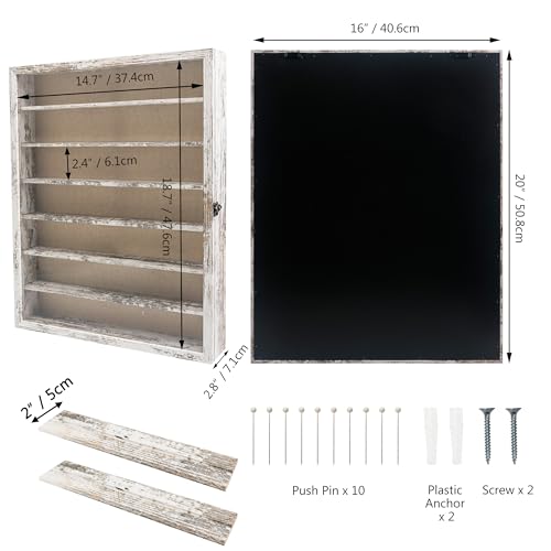 FramePro Shadow Box Frame Display Case 16x20 with Removable Shelves, Deep Memory Box Trinket Knick Knack Shelf Cabinet for Collector, Keepsake Coins Military Medals Wedding Flowers White - color: Rustic White, size: 16x20