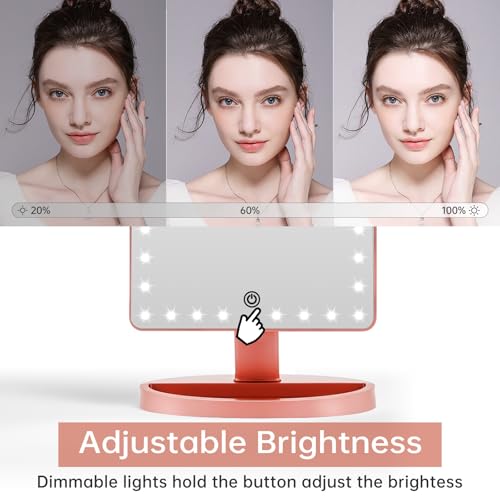 FUNTOUCH Large Lighted Makeup Mirror with Lights (Rose Gold) - color: Rose Gold D