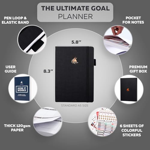 Clever Fox 13-week Ultimate Achiever's Daily Goal Planner, Black - color: Onyx Black