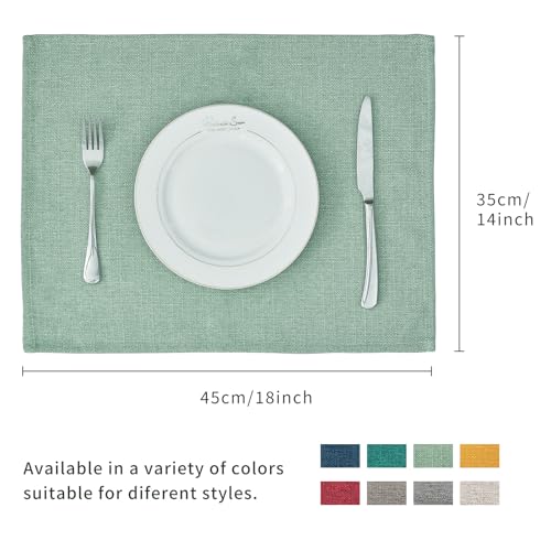 BALCONY & FALCON Rectangle Table Cloth Waterproof Celadon Green Placemats - color: Celadon Green, size: 17.7" x 13.8" (Rectangular)-4pcs