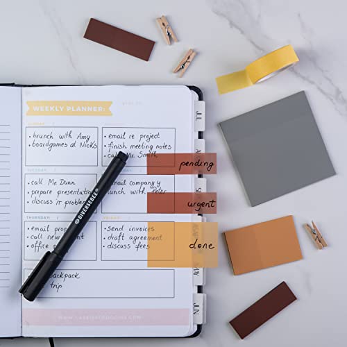 DiverseBee Transparent Sticky Notes Set with Quick Dry Pen (Dune) - color: Dune