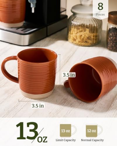 famiware Coffee Mugs Set of 8, 13 oz Mug Set, Ceramic Cup Set with Handle - color: Constellation-Terracotta, size: 8 Count (Pack of 1)