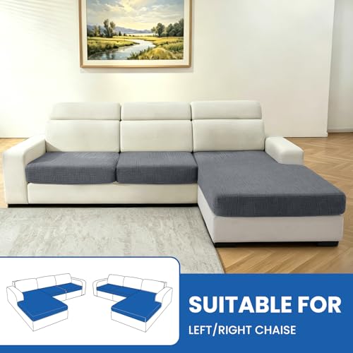 Stretch Sofa Cushion Covers (2 Seaters + 1 Chaise, Light Gray) - color: Light Gray, size: 1 Chaise + 2 Seater Cover