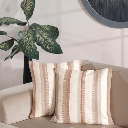 SOULMARK | 100% Turkish Cotton Decorative Pillow Covers | Terracotta & Set of 2 | 20x20 | Hidden Zipper & Machine Washable | Soft & Woven Textured Euro Sham Covers for Sofa, Couch, Bedroom, Livingroom - color: Terracotta, size: 20" x 20" (Pack of 2)