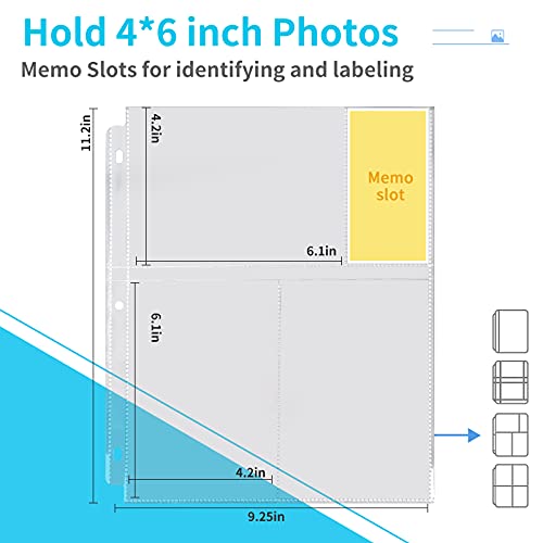 Fabmaker 30 Pack 4x6 Photo Sleeves for 3 Ring Binder, Hold 180 Photos - size: 4x6 inch 3 pocket