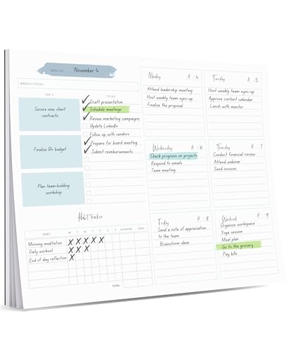 Lamare Weekly Planner Notepad – Premium Undated Weekly To Do List Notepad - color: Blue