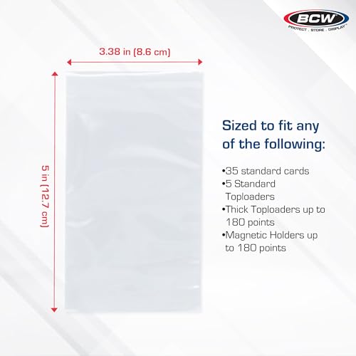 BCW Resealable Team Set Bags, Holds 35 Cards or 5 Toploaders, 400 Count - size: 300 Pack