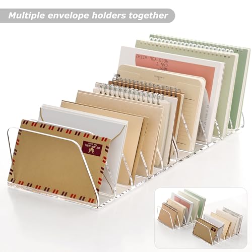 SANRUI Clear Acrylic Mail Sorter Desk Bill Organizer Holder, 5 Compartments - size: 5 Compartments Tilted Enlarge