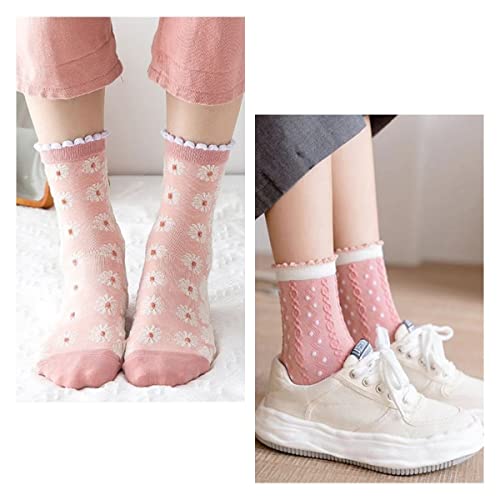 Vintage Embroidered Floral Socks for Women Combed Cotton Crew Socks - color: 20 Pairs-mix