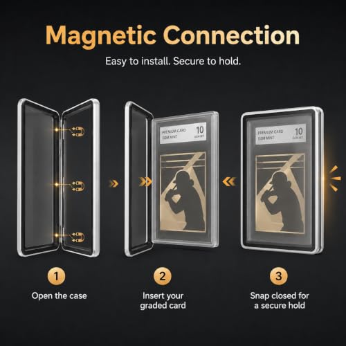 PSA Slab Case, Magnetic 9-Point Lock Display Protector,Silver - color: Silver