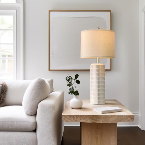 PoKat 27.5'' Tall Table Lamps for Living Room Set of 2, Ceramic Bedroom Lamps for Night Stands, Modern Bedside Lamps for Bedroom Living Room, Nightstand Lamps for End Table, Hallway, Gold and White - color: White and Gold