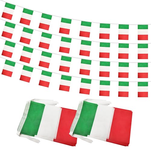 100 Feet Italy String Flag, 76 Pcs Italian Banner Flag, Small Mini World Banner Flags for Sports Events, Bars Decorations, School Festivals, Party Decorations, Celebrations (Italy) - color: Italy