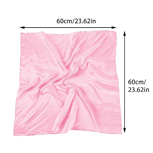 1 Piece of Square Satin Scarf Wrap Ribbon Neck Scarfs Halloween Retro Costume (23.62" x 23.62") - color: Pink
