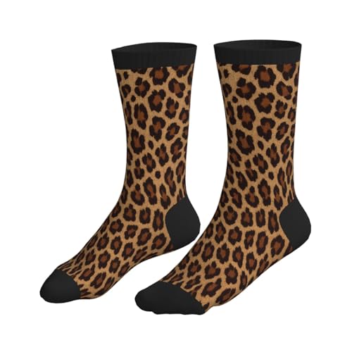 Crew Athletic Socks Funny Crazy Casual Sports Novelty Dress Socks for Women Men Running Hiking - color: Leopard