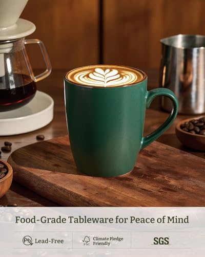 famiware Venus Coffee Mugs Set of 8, 13 oz Ceramic Stoneware Mug Cup Set - color: Dark Green, size: 8pcs
