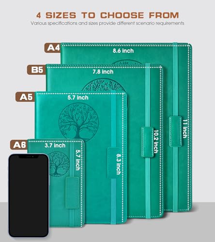 Biuwory B5 Leather Journal Notebook, 256 Lined Pages, Hardcover 7.8"×10.2" - color: Blue, size: Lined-256 Pages (7.8"×10.2")