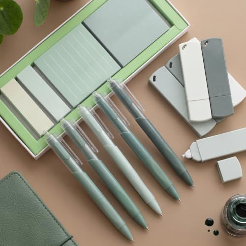 Resurhang 6 Green Pens Set 0.5 mm Fine Point Correction Tape Notes, Green