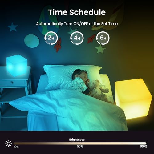 LOFTEK 7-inch LED Cube Lights, Rechargeable RGB Table Lamp, Hangable - size: 7-inch Cordless