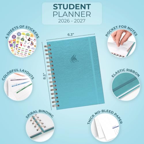 Clever Fox Academic Student Planner 2026-2027, School, College Aquamarine - color: Aquamarine