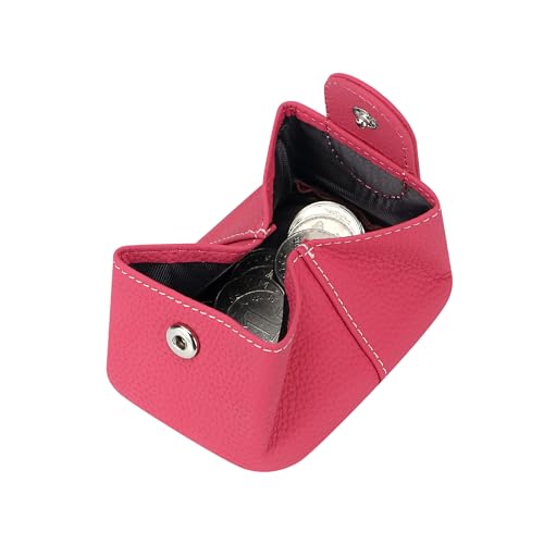 Royal Bagger Genuine Cowhide Leather Coin Purse for Women, Lychee Pattern Mini Change Pouch with Buckle Closure, Compact Accessory Bag 1603 (Light Pink 5603) - color: Light Pink 5603