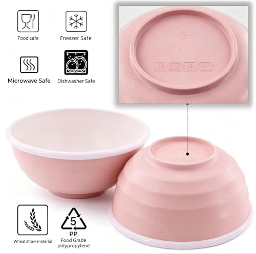 Large 60oz Unbreakable Bowls – Wheat Straw BPA Free Deep Soup Bowls, Microwave Dishwasher Safe for Cereal, Salad, Oatmeal, Ramen – Perfect for Camping & Daily Dining (Bowl-5p with Lid) - color: Bowl-5p with Lid