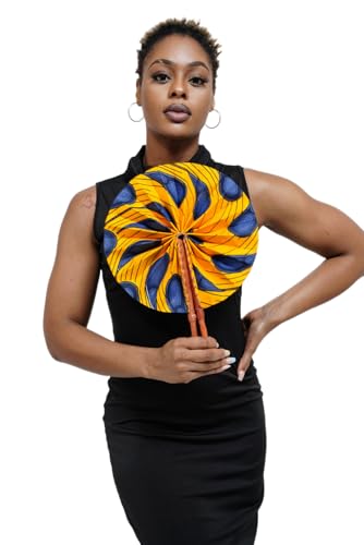 Kente African Print Foldable Hand Fan - color: Khanita