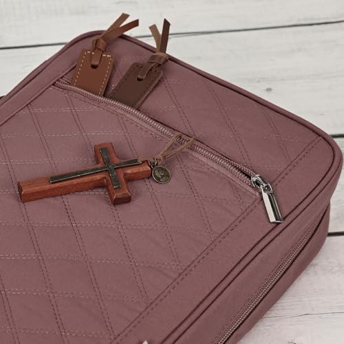 FINDCOZY Bible Cover for Women, Large Carrying Case for Regular Bible - color: Rosewood Pink, size: Large