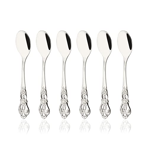 6-Piece Tea Spoons Set, 5.0 Inch Mini Coffee Spoon, Stainless Steel Teaspoons Silverware, Small Dessert Spoons for Stirring, Mixing, Sugar, Ice Cream, Silver Mirror Polished - size: Tea Spoon 6 Pieces