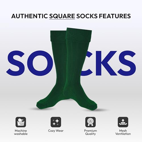 Scottish Bubbles And Square Kilt Hose for Men, Ribbed Socks for USA Shoe Sizes - color: Green, size: X-Large