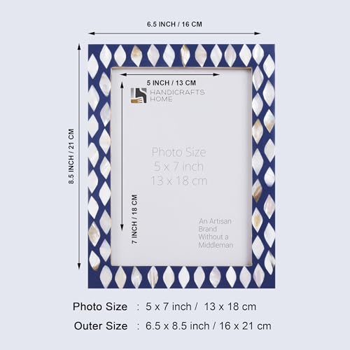 Handicrafts Home Handmade Decorative Mother Of Pearl Blue Picture Frame,5x7 - color: AVANT-DROPS, size: 5X7