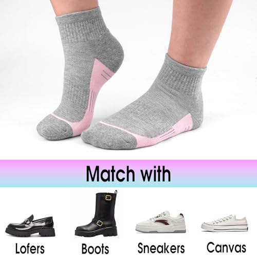 cuangya Women Athletic Ankle Cushioned Running Socks 6-Pairs - color: 5 Pairs Gray Socks, size: 5-8