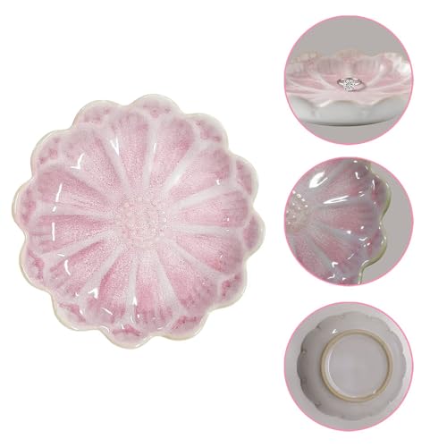 Lotus Ceramic Jewelry Tray, Small Trinket Jewelry Ring Holder Organizing Dish, for Parents Daughter Friends Sister, Birthday Gifts for Women, Pink - color: Pink