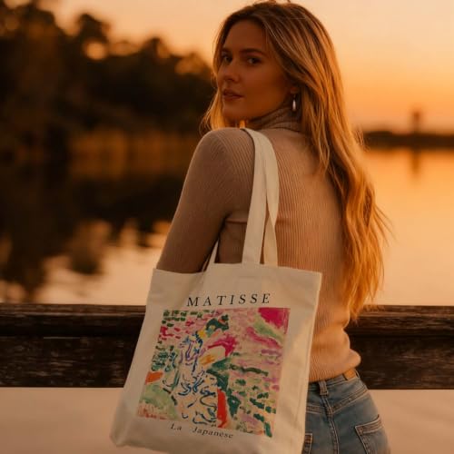 Art Canvas Tote Bag,Art Lovers Gifts,Aesthetic Tote Bag for Women. - color: Beige - Matisse 02